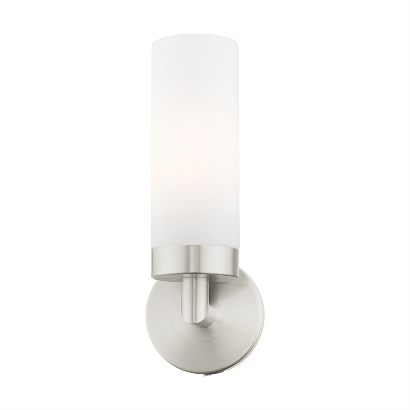 Livex Lighting Aero 1-Light Glass/Metal Single Sconce in Brushed Nickel
