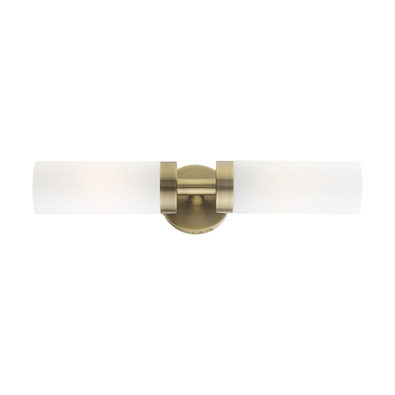 Livex Lighting Aero 2-Light Glass/Metal ADA Vanity Sconce in Antique Brass