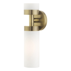 Livex Lighting Aero 2-Light Glass/Metal ADA Vanity Sconce in Antique Brass