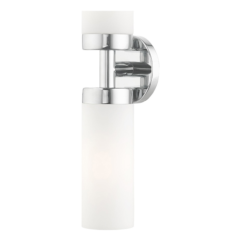 Livex Lighting Aero 2-Light Glass/Metal ADA Vanity Sconce in Polished Chrome