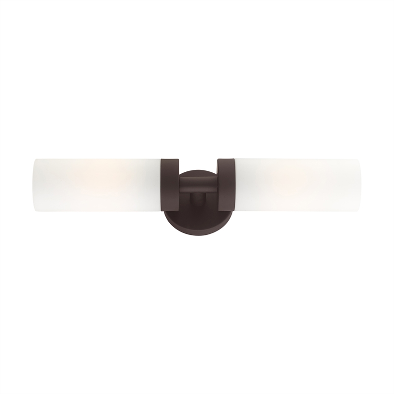 Livex Lighting Aero 2-Light Glass/Metal ADA Vanity Sconce in Bronze