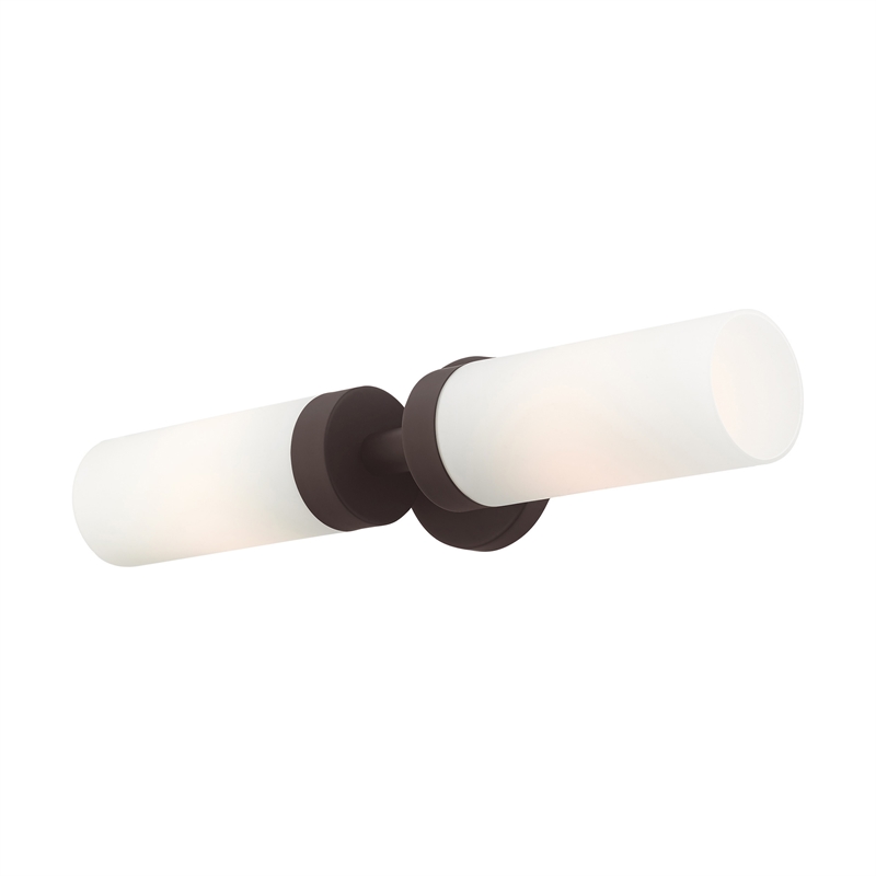 Livex Lighting Aero 2-Light Glass/Metal ADA Vanity Sconce in Bronze