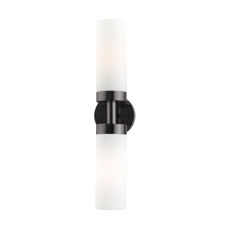 Livex Lighting Aero 2-Light Glass/Metal ADA Vanity Sconce in Black Chrome