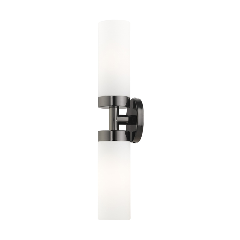 Livex Lighting Aero 2-Light Glass/Metal ADA Vanity Sconce in Black Chrome