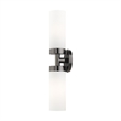 Livex Lighting Aero 2-Light Glass/Metal ADA Vanity Sconce in Black Chrome