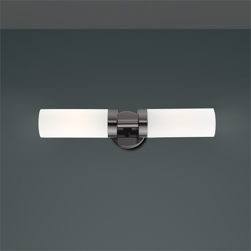 Livex Lighting Aero 2-Light Glass/Metal ADA Vanity Sconce in Black Chrome