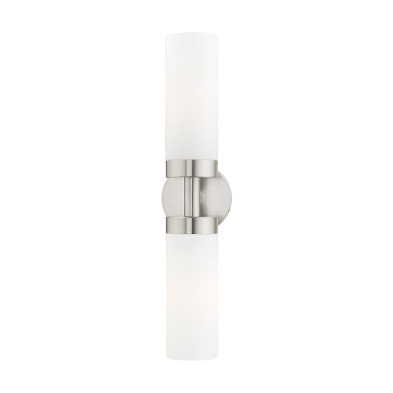 Livex Lighting Aero 2-Light Glass/Metal ADA Vanity Sconce in Brushed Nickel