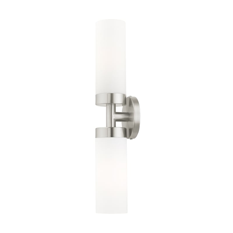 Livex Lighting Aero 2-Light Glass/Metal ADA Vanity Sconce in Brushed Nickel
