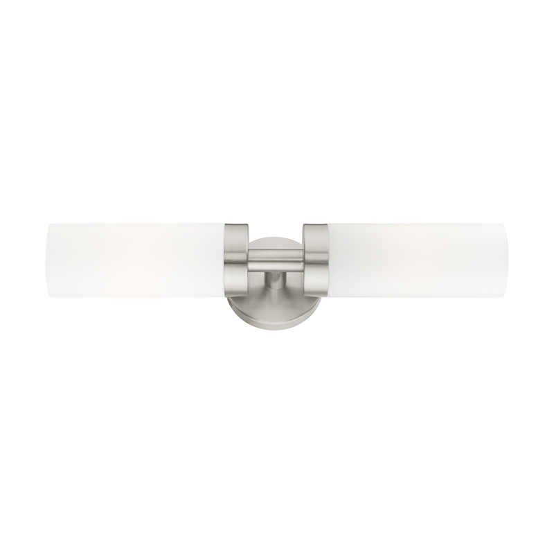 Livex Lighting Aero 2-Light Glass/Metal ADA Vanity Sconce in Brushed Nickel