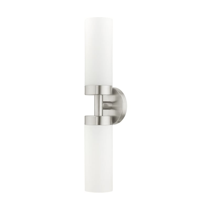 Livex Lighting Aero 2-Light Glass/Metal ADA Vanity Sconce in Brushed Nickel
