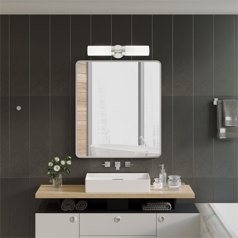 Livex Lighting Aero 2-Light Glass/Metal ADA Vanity Sconce in Brushed Nickel