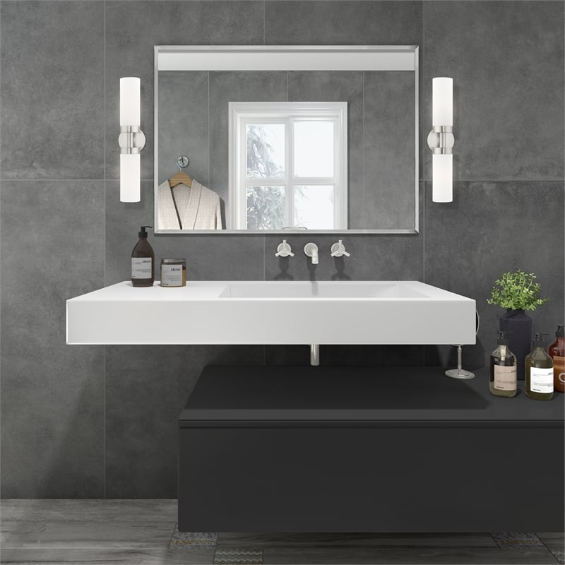 Livex Lighting Aero 2-Light Glass/Metal ADA Vanity Sconce in Brushed Nickel