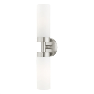 Livex Lighting Aero 2-Light Glass/Metal ADA Vanity Sconce in Brushed Nickel