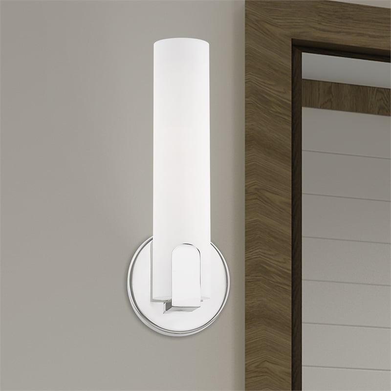 Livex Lighting Lund 8W LED Contemporary Metal ADA Wall Sconce in Polished Chrome