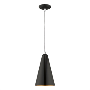 Livex Lighting Dulce 7.38&quot 1-Light Modern Metal Single Pendant in Shiny Black