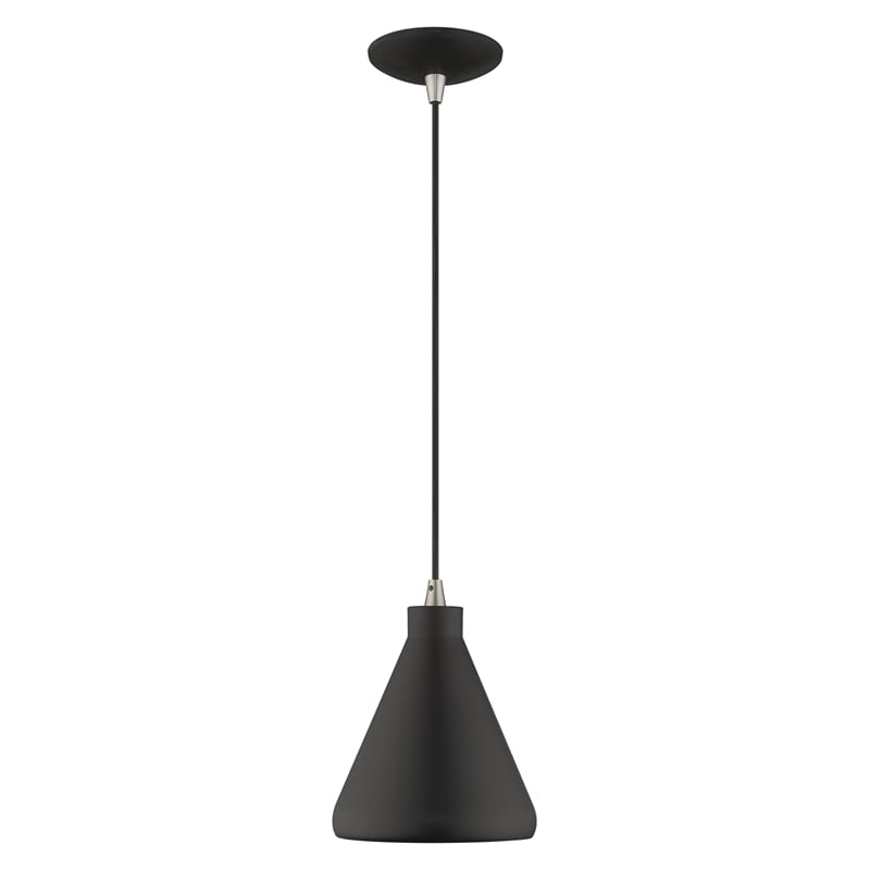 Livex Lighting Geneva 1-Light Contemporary Metal Single Pendant in Black