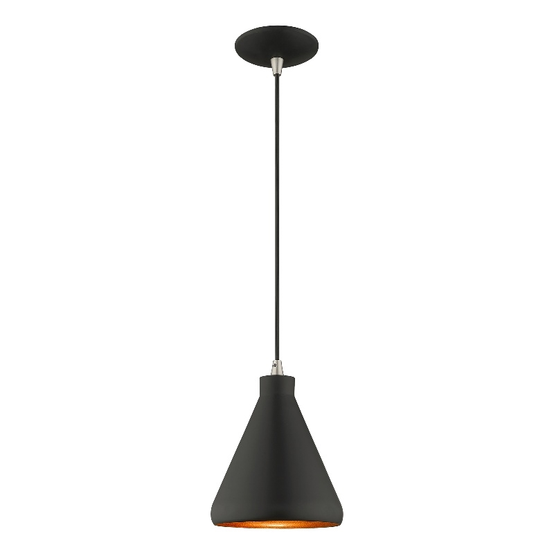 Livex Lighting Geneva 1-Light Contemporary Metal Single Pendant in Black
