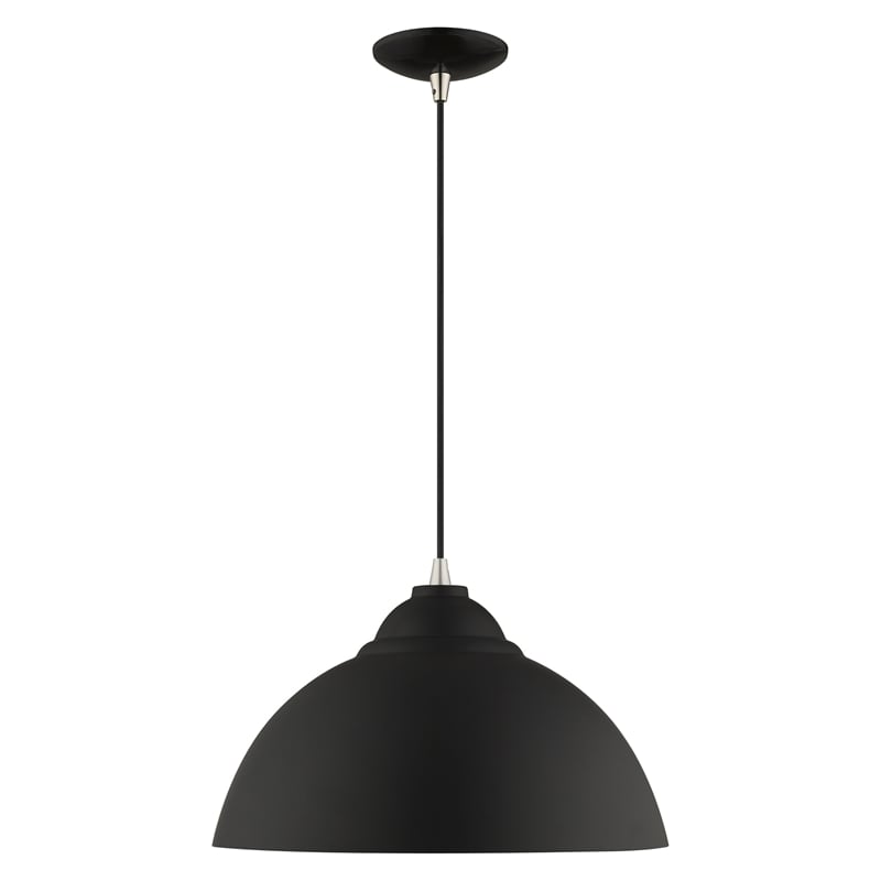 Livex Lighting 1-Light Transitional Metal Single Pendant in Black