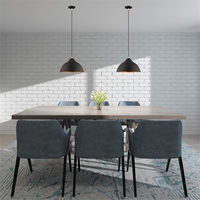 Livex Lighting 1-Light Transitional Metal Single Pendant in Black