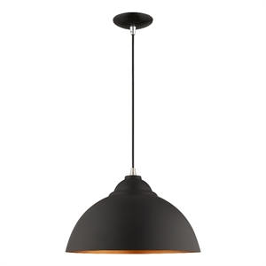 Livex Lighting 1-Light Transitional Metal Single Pendant in Black