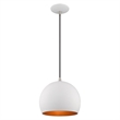 Livex Lighting 1-Light Modern Metal Single Pendant with Shade in White