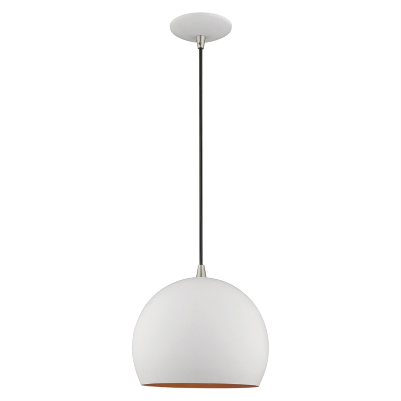 Livex Lighting 1-Light Modern Metal Single Pendant with Shade in White