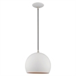 Livex Lighting 1-Light Modern Metal Single Pendant with Shade in White