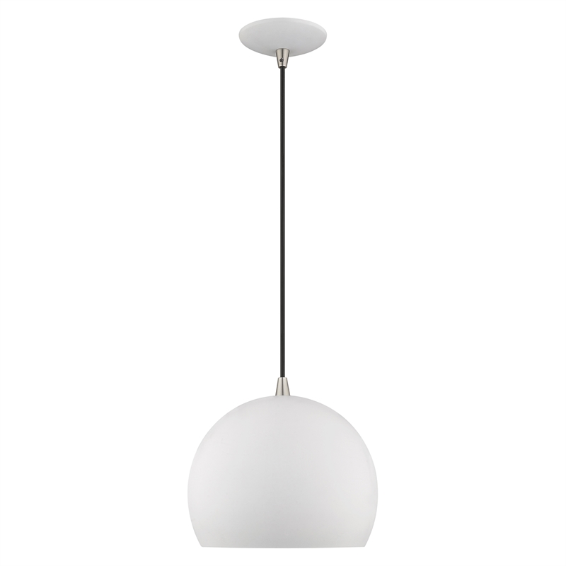 Livex Lighting 1-Light Modern Metal Single Pendant with Shade in White