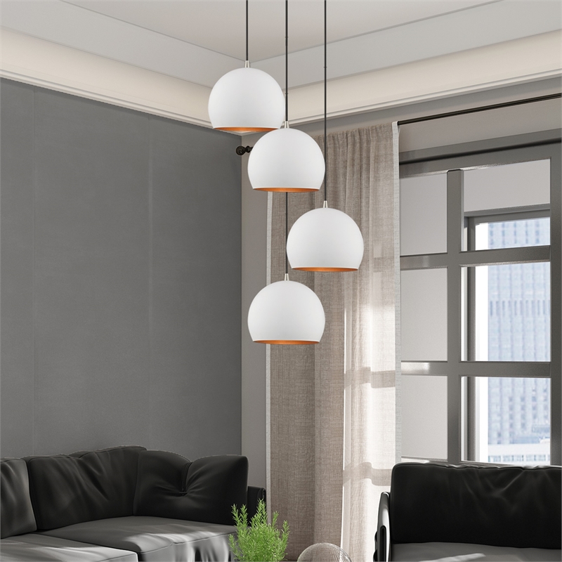 Livex Lighting 1-Light Modern Metal Single Pendant with Shade in White