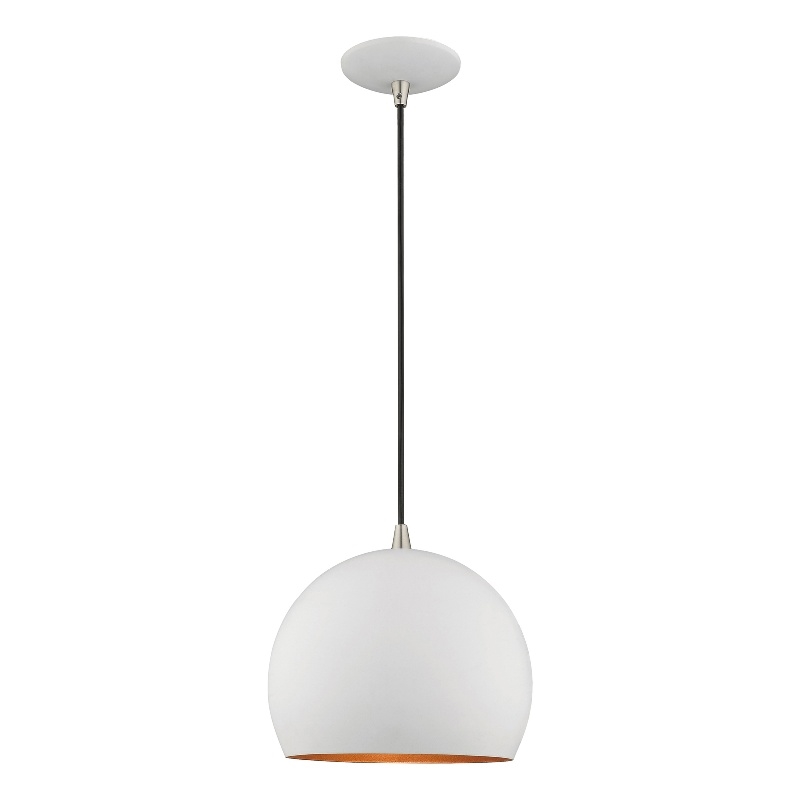 Livex Lighting 1-Light Modern Metal Single Pendant with Shade in White