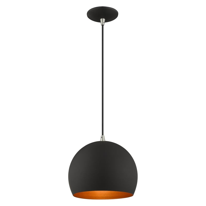 Livex Lighting 1-Light Modern Metal Single Pendant with Shade in Black