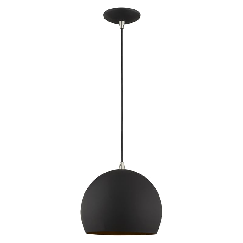 Livex Lighting 1-Light Modern Metal Single Pendant with Shade in Black