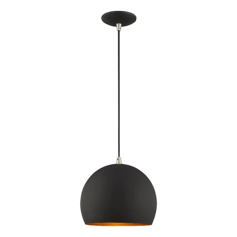 Livex Lighting 1-Light Modern Metal Single Pendant with Shade in Black