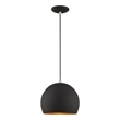 Livex Lighting 1-Light Modern Metal Single Pendant with Shade in Black