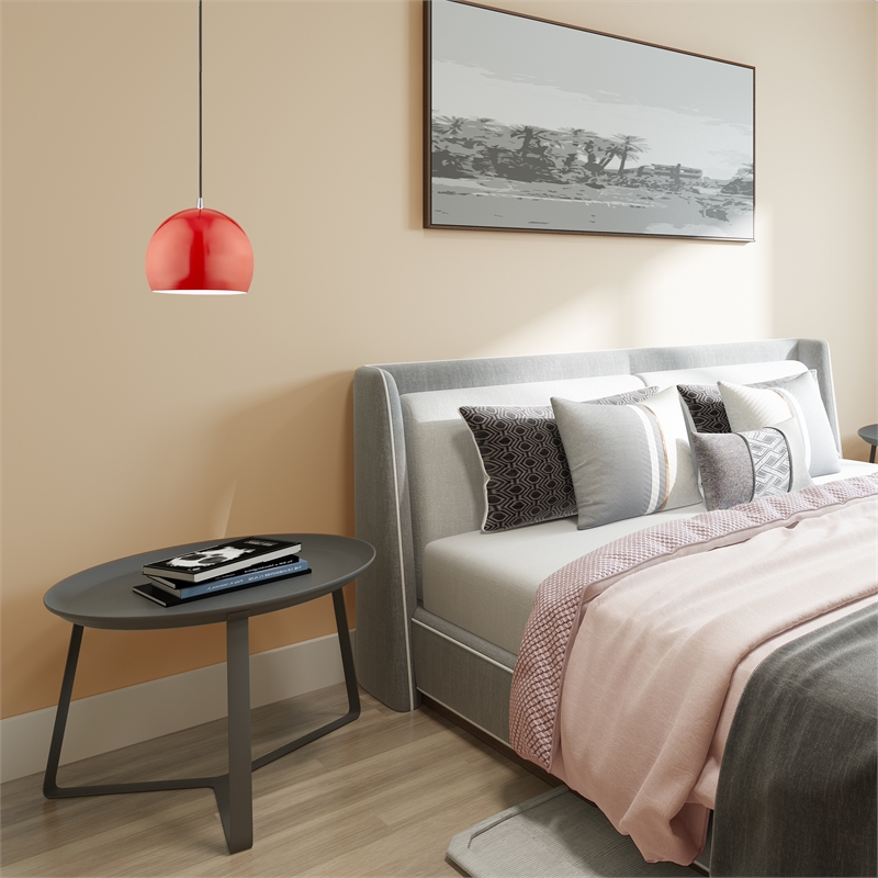 Livex Lighting 1-Light Modern Metal Single Pendant with Shade in Shiny Red