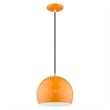 Livex Lighting 1-Light Modern Metal Single Pendant with Shade in Shiny Orange