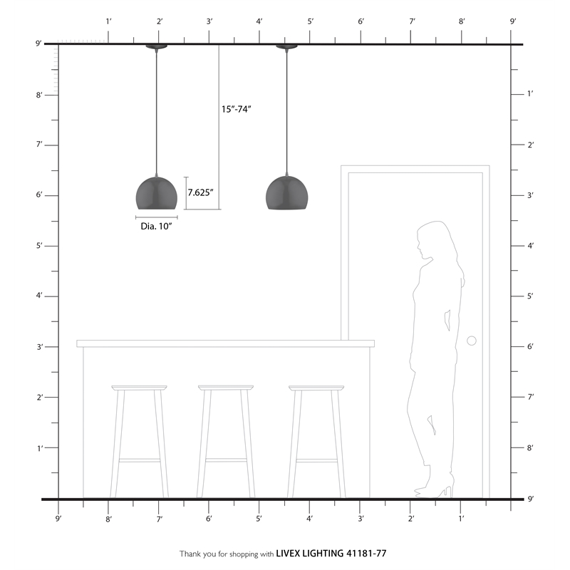 Livex Lighting 1-Light Modern Metal Single Pendant with Shade in Shiny Orange