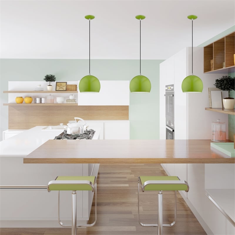 Livex Lighting 1-Light Modern Metal Single Pendant with Shade in Apple Green