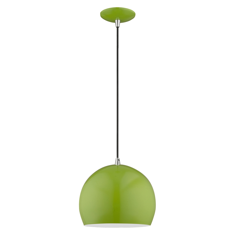 Livex Lighting 1-Light Modern Metal Single Pendant with Shade in Apple Green