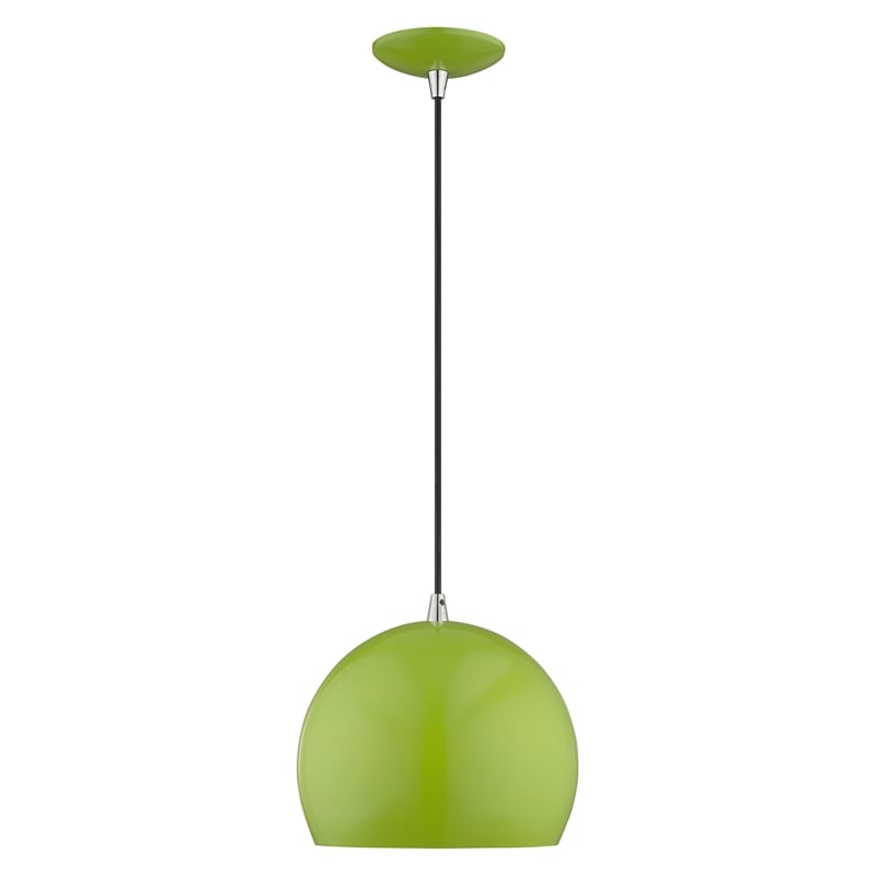 Livex Lighting 1-Light Modern Metal Single Pendant with Shade in Apple Green