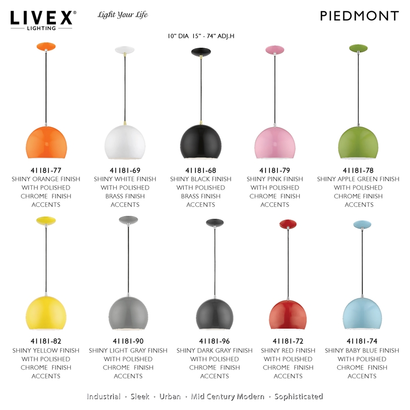 Livex Lighting 1-Light Modern Metal Single Pendant with Shade in Apple Green