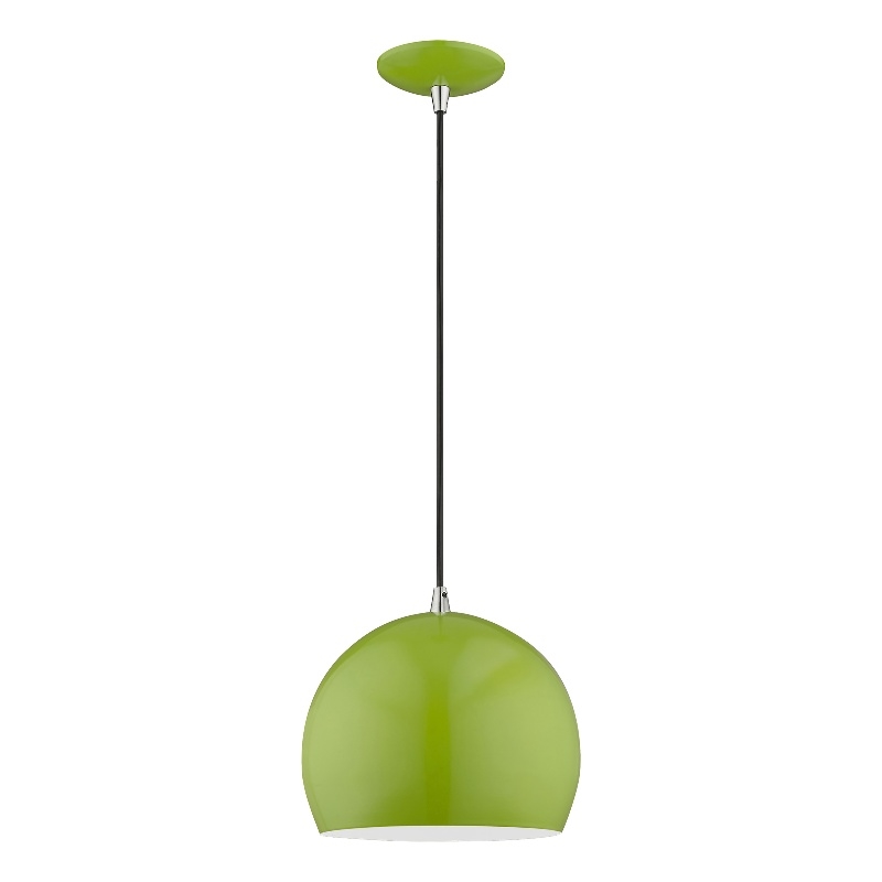 Livex Lighting 1-Light Modern Metal Single Pendant with Shade in Apple Green