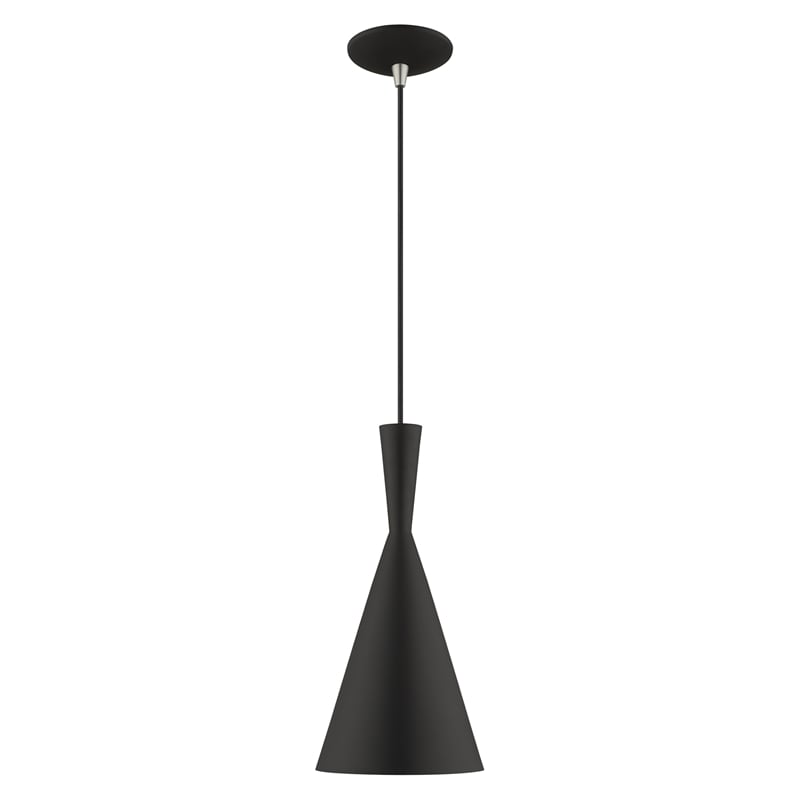Livex Lighting Waldorf 1-Light Modern Metal Single Pendant in Black