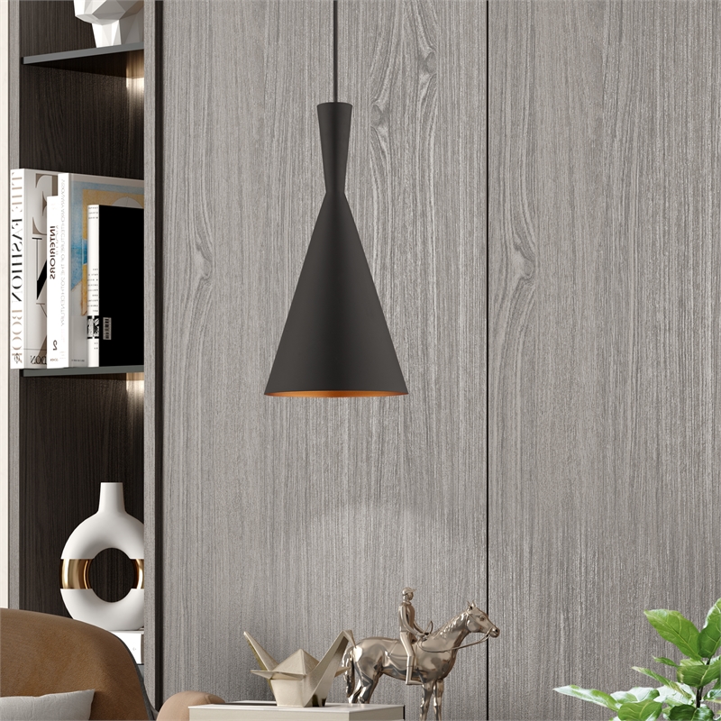 Livex Lighting Waldorf 1-Light Modern Metal Single Pendant in Black