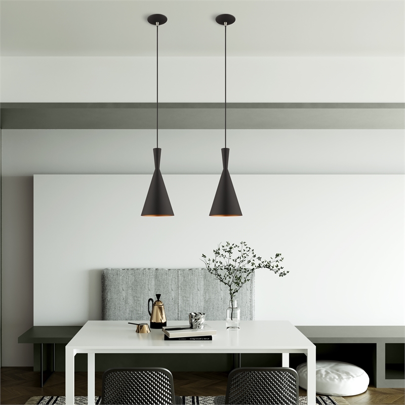Livex Lighting Waldorf 1-Light Modern Metal Single Pendant in Black