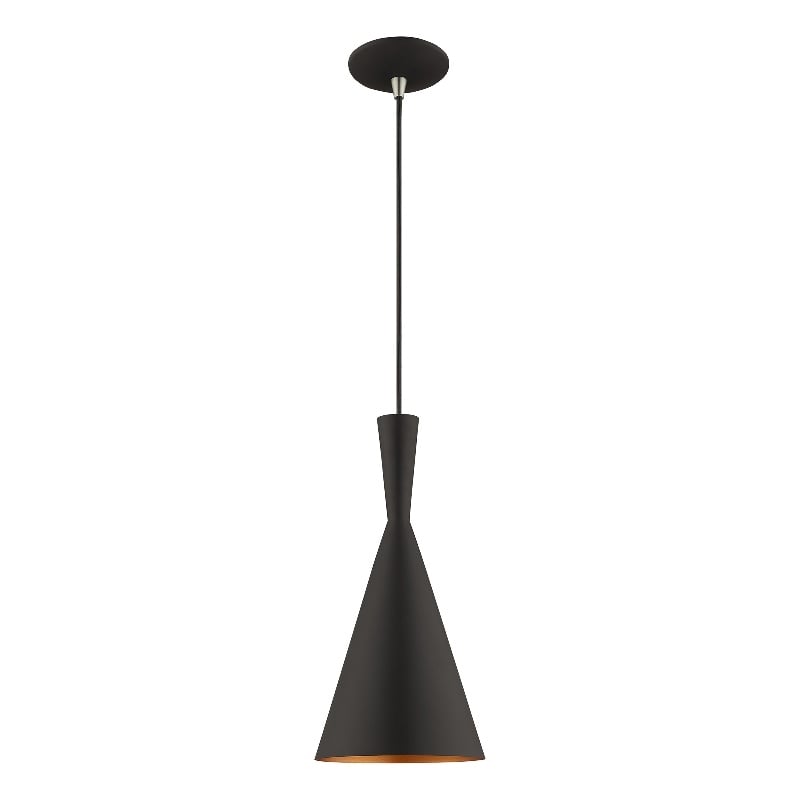 Livex Lighting Waldorf 1-Light Modern Metal Single Pendant in Black