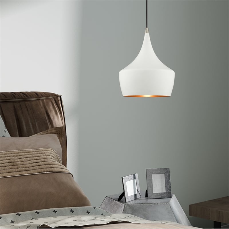Livex Lighting Waldorf 1-Light Metal Single Pendant in White