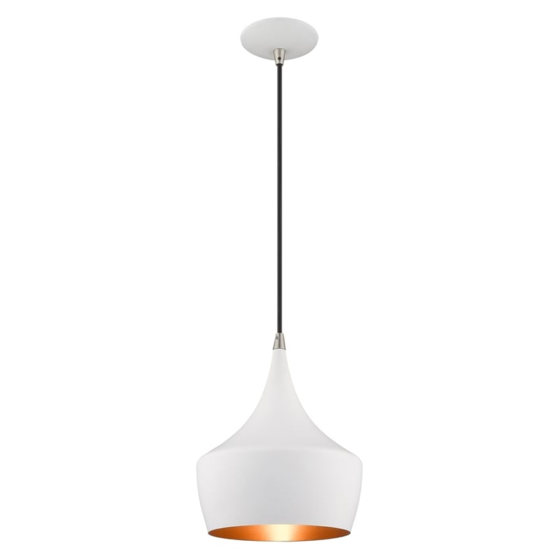 Livex Lighting Waldorf 1-Light Metal Single Pendant in White