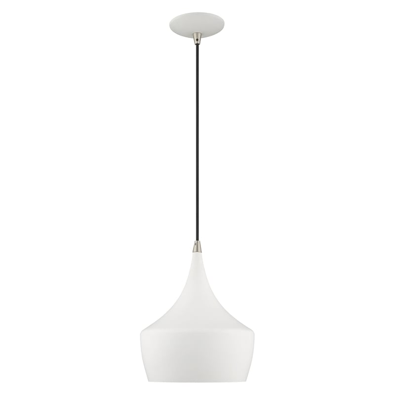 Livex Lighting Waldorf 1-Light Metal Single Pendant in White