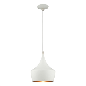 Livex Lighting Waldorf 1-Light Metal Single Pendant in White